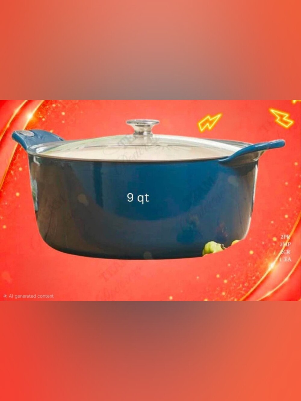 Princess House Blue 9 Qt Covered Dutch Oven
